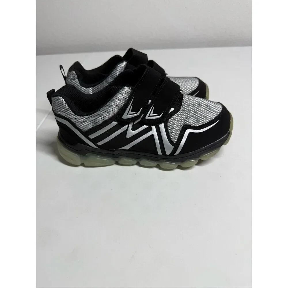 Athletic Works Shoes Two Strap Sneakers Black Hook And Loop Comfort Sz 4 Youth
